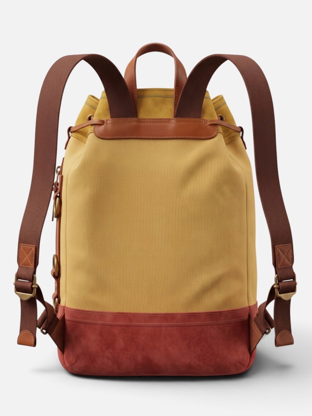 Lucky Brand Canvas Drawstring Bucket Bag in Mustard and Rust for Women - Picture 4 of 7